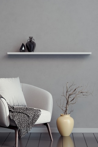 Yankı- BYEG 80 cm Mat Beyaz Mdf Gizli Bağlantı Duvar Rafı