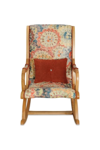 Asedia Rustik Naturel Çiçekli Sallanan Sandalye Dinlenme Koltuğu