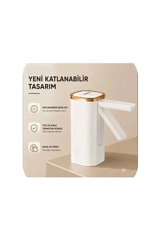 Şarjlı Taşınabilir Otomatik Damacana Su Pompası Katlanabılır Tasarım 800 Mah Bataryalı Beyaz