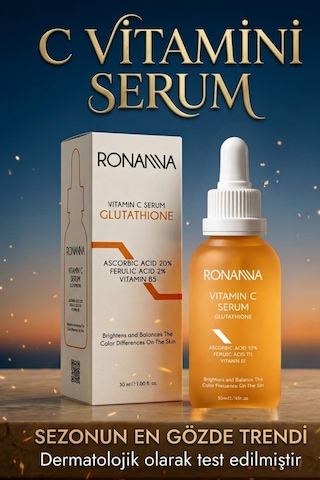 Ronanna C Vitamini Serum %20 Saf Vitamin C Leke Karşıtı Cilt Aydınlatıcı Anti Aging Serum 30ml