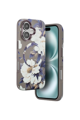 Durukar Apple, Uyumlu iPhone 16 Flower Series Magsafe Kapak - Gri