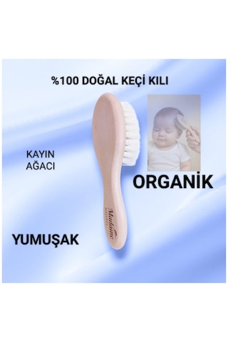 Keçi Kılı Yumuşak Bebek Saç Fırçası Ve Ahşap Saplı Tarak