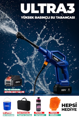 Robo Ultra 3 Kovalı Pembe Köpük Yüksek Basınçlı Yıkama Makinesi