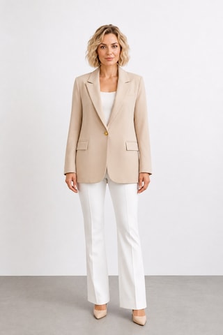 Bihan Store Kadın Kruvaze Tek Düğmeli Blazer Ceket Y26-421 - Taş