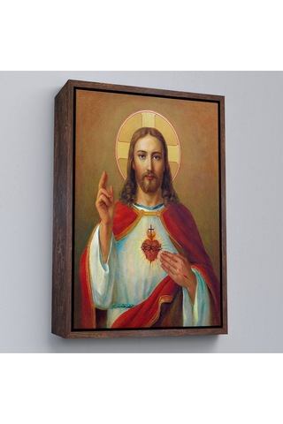 Çerçeveli İsa'nın En Kutsal Kalbi Tablosu - The Most Sacred Heart Of Jesus-6478