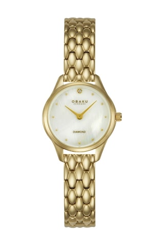 Obaku Denmark V297sxgwsg Quartz Çelik Altın Rengi Sedef Kadran Safir Cam 24 Mm Kadın Kol Saati Altın