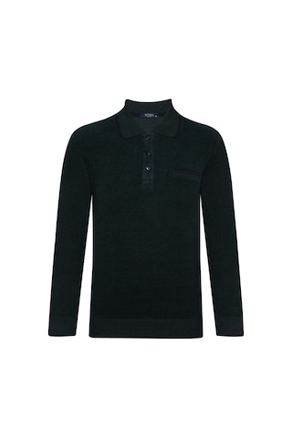 Süvari Rahat Kalıp Polo Yaka Selanik Desen Cep Detaylı Yeşil Erke Yeşil