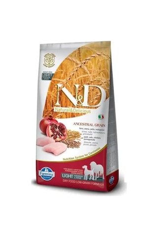 N&D Light Tavuklu ve Narlı Büyük ve Orta Irk Düşük Tahıllı Yetişkin Köpek Maması 12 KG