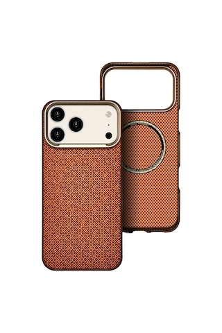 Apple Uyumlu iPhone 17 Pro Max Kılıf Zore Paris M-safe Şarj Özellikli Vax Sert Pc Kapak Destekli Kahverengi
