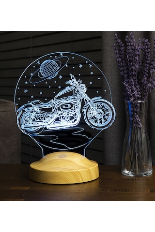Chopper Motorsiklet Motor Hayranlarına Hediye 3D Led Lamba