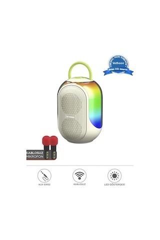 Bluetooth Hoparlör Çift Mikrofonlu Kablosuz Parti Speaker Beyaz