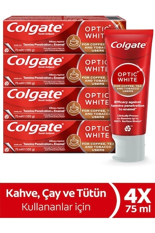 Colgate Optic White Kahve Çay ve Tütün Kullananlar için Diş Macunu 4 x 75 ML