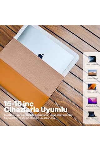 Woyax S-touch 15-16 İnç Kahverengi Nfc Özellikli Laptop Çantası Su Geçirmez Apple Macbook Uyumlu Kılıfı Apple iPad Tablet El Çantası
