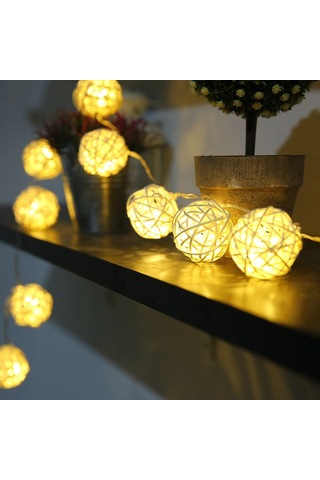 20 Led Rattan Topları Işıklar Peri Tatil Noel Dış Mekan Led Dekoratif Lamba, Stil: 4m Stil Kahve + Beyaz Diğer