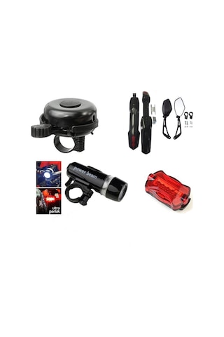 BİSİKLET AKSESUAR SETİ 4 LÜ SET ( ZİL,AYDINLATMA SETİ,AYNA,ÇAMURL Siyah BİSİKLET AKSESUAR SETİ 4 LÜ SET ( ZİL,AYDINLATMA SETİ,AYNA,ÇAMURL Siyah