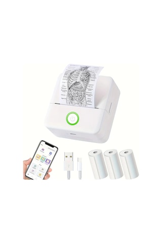 Motion003 Pembe B Taşınabilir Kablosuz Mini Termal Yazıcı Mürekkepsiz Etiket Yapıcı Usb
