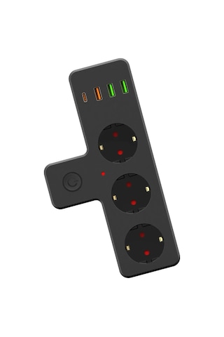 Zuidid Ftr-12 3'lü Termal Akım Korumalı Priz 3 Usb + 1 Type-c 20w