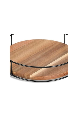 Çelik Taraflı 9 İnç Ahşap Tembel Susan Pikap 360 Derece Dönen Dolap Kiler Mutfak Tezgahı Buzdolabı Dolap Yemek Masası Organizatör