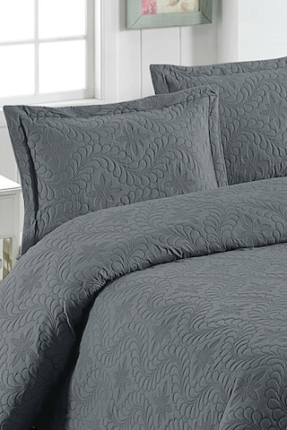 Ivy Antrasit Çift Kişilik Microfiber Kapitone Yatak Örtüsü