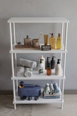 4 Katlı Çevir Kur Metal Gövdeli Banyo Rafı Çok Amaçlı Düzenleyici Organizer Stand Banyo Dolabı Beyaz
