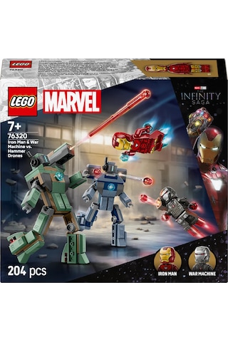 LEGO® ǀ Marvel Iron Man ve War Machine, Hammer İnsansız Hava Araçlarına Karşı 76320 -7 Yaş ve Üzeri Çocuklar için Oyuncak Yapım Seti (204P)