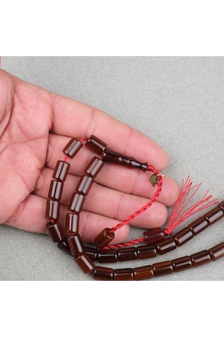Omari Sıkma Kehribar Yumuşak Kesme Kesim Sistemli 7x10mm Tesbih