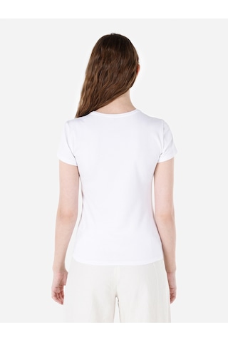 Colins Slim Fit Yuvarlak Yaka Baskılı Kadın Beyaz Kısa Kol Tişört Cl1067940 Q1.v1 Wht Beyaz