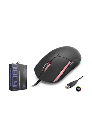Hadron G380 3600dpi Rgb Ledli 1.50mt Usb Kablolu Oyuncu Mouse - Siyah G380