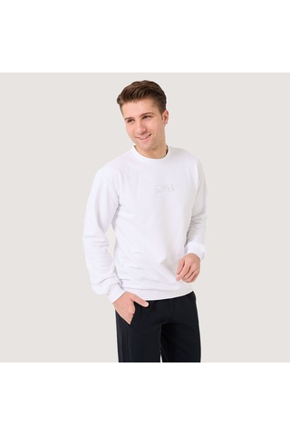 Beyaz Fila Erkek Bisiklet Yaka Sweatshirt Deva Fam0570 BEYAZ