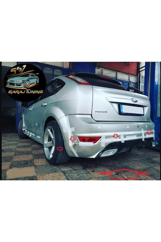 Ford Focus 2.5 Egzoz Görünümlü Arka Tampon Eki Fiberglass Boyasız