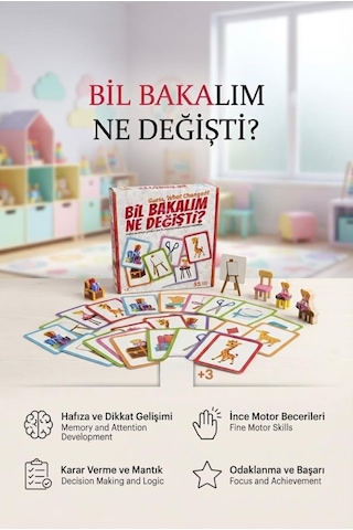 Bil Bakalım Ne Değişti 55 Kartlık İnce Motor Hafıza Dikkat Gelişimi Destekleyen Eğitici Kutu Oyunu