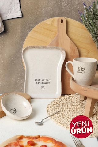 Keramika Tost Kahvaltı Takımı 3 Parça 22501-03 Krem