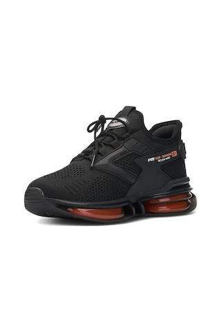 Erkek Siyah Sneaker Spor Ayakkabı Balon Taban Triko Ortopedik-047 Siyah - Turuncu