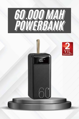 Hızlı Şarj 4 Çıkışlı Powerbank 60.000 Mah Taşınabilir Dijital Göstergeli Altın