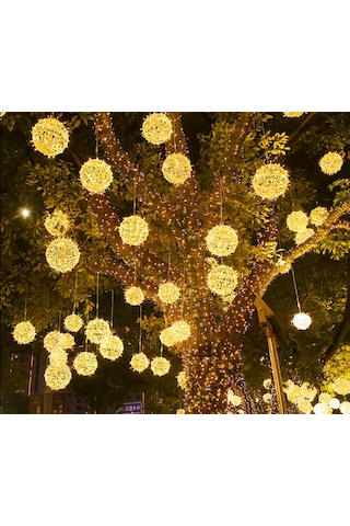 Sekizgen Led 25 Cm Sarkit Yilbaşi Küre Top Dekorati F Aydinlatma Diş Ve I Ç Mekan Uyumlu Gün Işığı