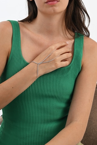 Gümüş Rodyumlu Zirkon Taşlı Su Yolu Modeli Şahmeran Barcode Beyaz - Rose Gold