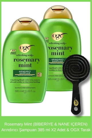 Rosemary Mint Biberiye & Nane Içeren Arındırıcı Şampuan 385 Ml X2 Adet & Ogx Tarak