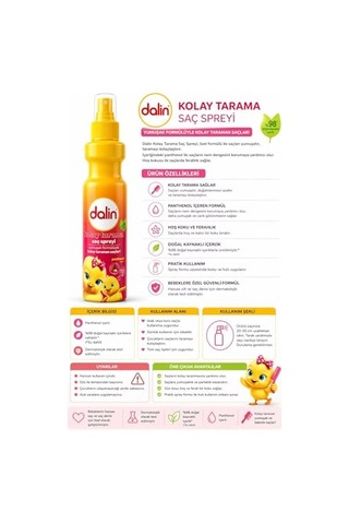 Dalin Kolay Tarama Saç Spreyi, Panthenol İçerikli, Bebek Ve Çocuklar İçin, 200 Ml