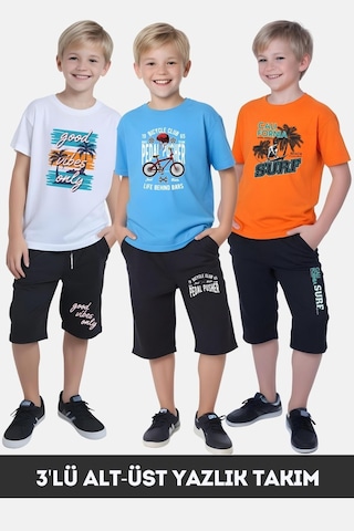 Fyk Kids Erkek Çocuk Yazlık Slam Dunk-gamıng-varcity Baskılı Alt-üst Takım Çok Renkli