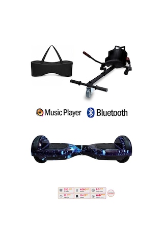 Citymate Elektrikli Kaykay Hoverboard Akıllı Denge 6.5 Inch + Hoverkart + Çanta Extrem Paket D12