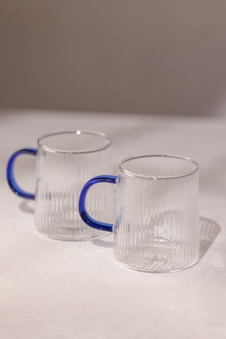Rakle Borosilikat 2'li Kupa Seti Mavi Kulplu 320 Cc Renkli