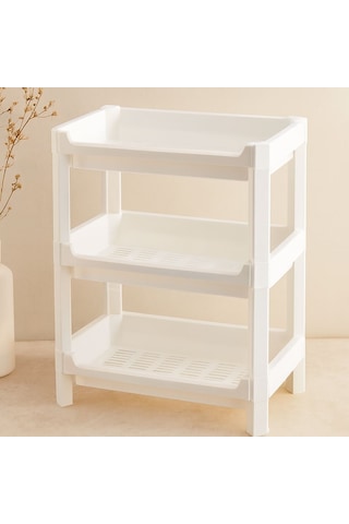3 Katlı Geniş Sepet Organizer Raf Ünitesi 510x205x685 Mm Çok Renkli