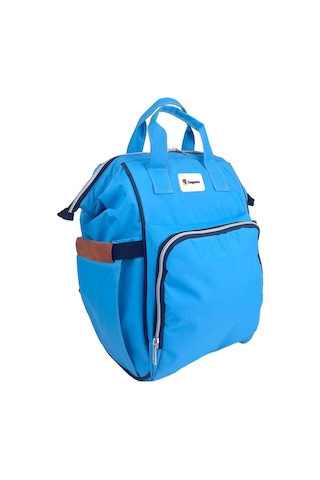 Lugami 05 Anne Bebek Bakım Sırt Çantası Biberon Termoslu Sıvı Geçirmez Mavi