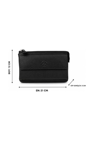 Alphaclub Bag Erkek Mat Siyah Hakiki Deri Çok Bölmeli Portföy Çanta