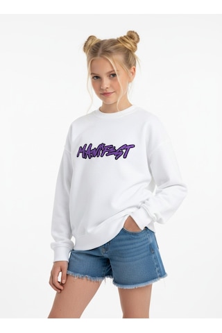 Seabubbles Manifest Hilal Kız Çocuk Sweatshirt BEYAZ