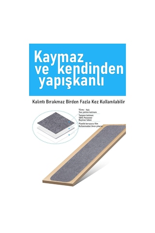 Halifleks Yapışkan Tabanlı Merdiven Basamak Paspası Rip Halı Kaymaz Tabanlı - Füme Null