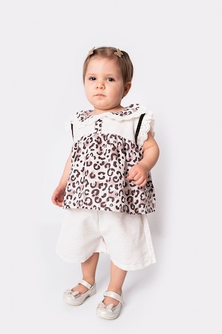 Marvello 6-9 Aylık Kız Çocuk Ve Bebek Leopar Desenli Dantel Yaka Ikili Takım Alt Üst Çok Renkli
