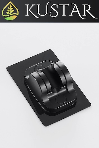 Kustar Siyah Kendinden Yapışkanlı 15 Kg Taşıyabilen Nano Duş Başlığı Askısı Mafsal Kolay Temiz Kurulum Siyah
