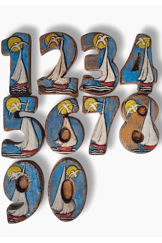 El Yapımı Deniz Temalı Seramik Kapı No.5 - 8x13 Cm - Akdeniz/ege Ruhu - Dekoratif Ev, Villa, Site Girişi, Dış Mekan Ve Apartman Girişi -