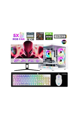 Xaser Live X40 R5-7500F 16 GB 1 TB SSD RTX 5060 8 GB 27" Dos Masaüstü Oyuncu Bilgisayar